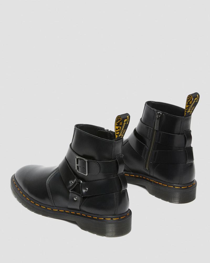 Black Men's Dr Martens Jaimes Leather Harness Ankle Boots | CA 444AHK